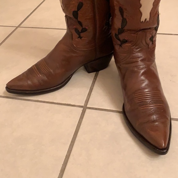 Rare vintage Lucchese pointy toe cowboy boots 9B Texas Billy Martin design - Picture 2 of 9